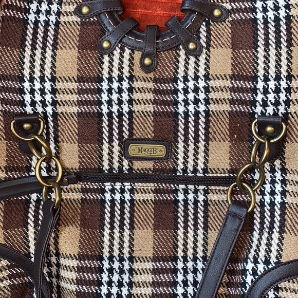 Houndstooth and plaid handbag with vegan leather - Picture 2 of 4